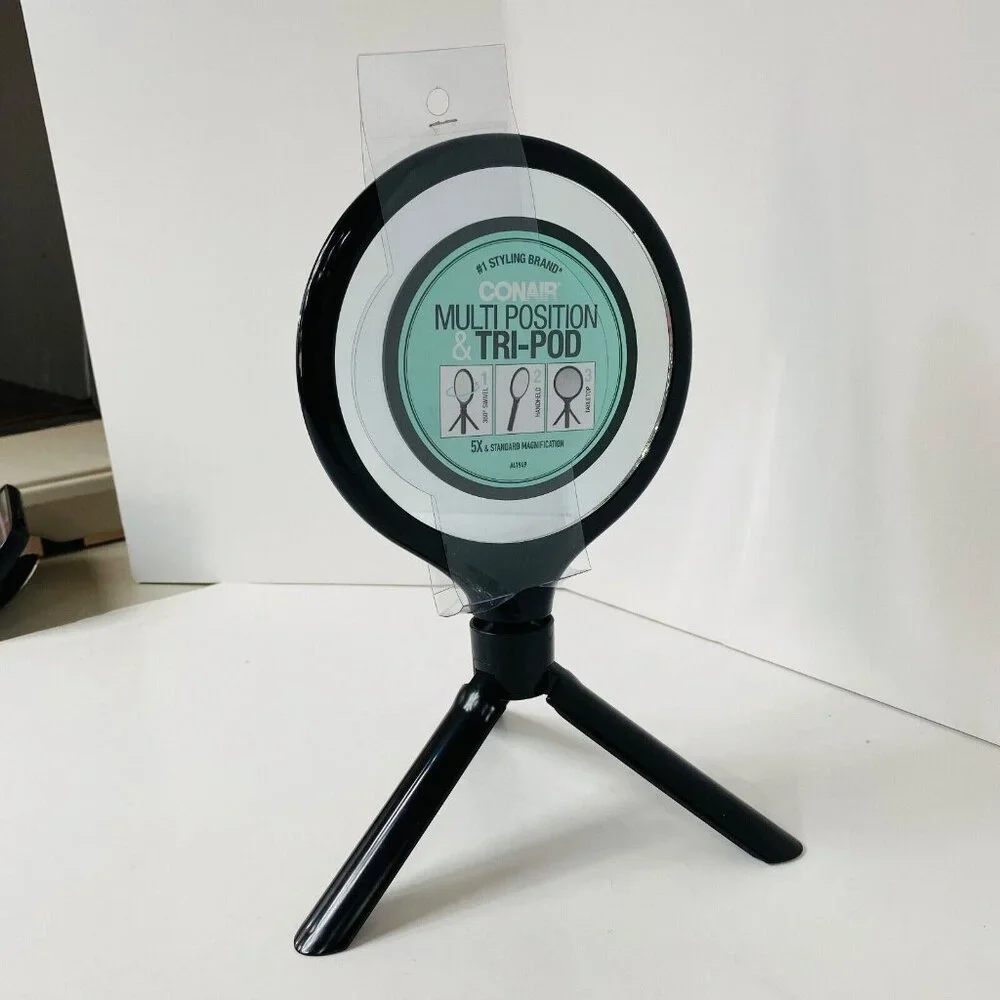 Conair Adjustable Mirror Tripod 5X Magnification Black Lightweight